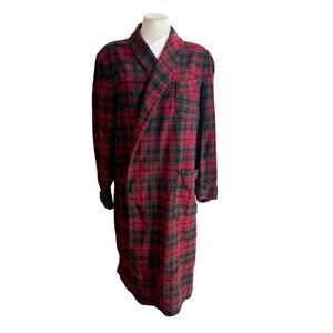 Vintage Pendleton Robe Women's L Wool Tartan Plaid Red Green *No Belt*